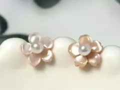 高品質フラワーシェル　ロングポストピアス