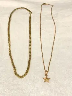 18Kゴールドフィルド チェーンと星型ペンダント　2点セット　ネックレス