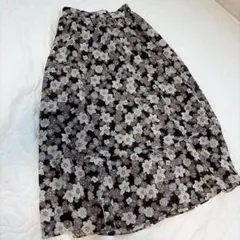 FREAK'S STORE 花柄 ロング フレアスカート ブラックのサムネイル
