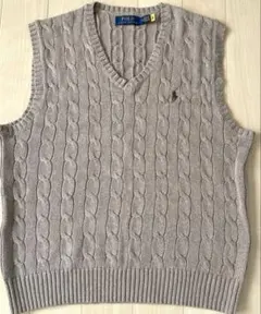 【Mサイズ】Polo Ralph Lauren ケーブルニットベスト ベージュ