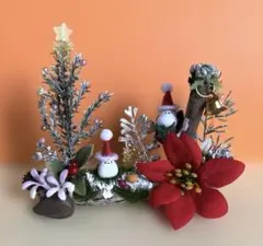 シマエナガオブジェ　流木　クリスマス