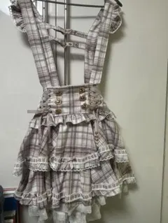 LIZLISA はしごリボンチェックティアー ドスカパン ピンク