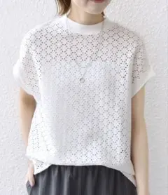 ベイクルーズ　ホワイト メッシュ 半袖Tシャツのサムネイル