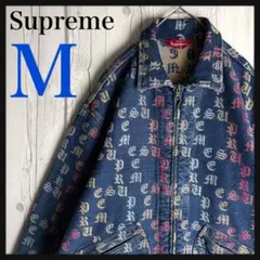 【即完売モデル】シュプリーム☆ジャガード マルチ ロゴ ジップ デニムジャケット