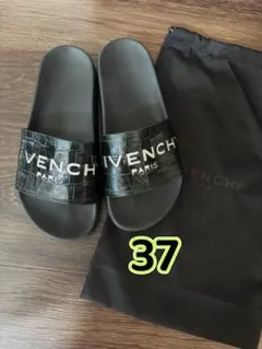 GIVENCHY PARIS シャワーサンダル クロコ型押し ブラック 37のサムネイル