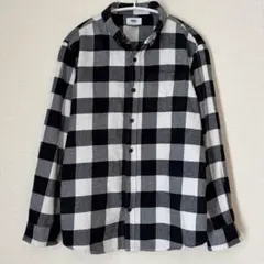 オールドネイビー チェックシャツ S 160 黒 白 ネルシャツ 長袖