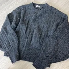 新品 グレー 長袖セーター ケーブル編み　Mサイズ