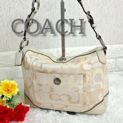 COACH コーチ ワンショルダーバッグ シグネチャーホーボー　ターンロック