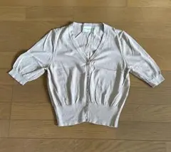 UNITED ARROWS ベージュ Vネック 半袖カーディガン