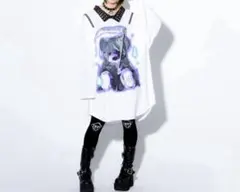 【美品・希少】トラバス 死神くま ショルダージップ 長袖シャツ WHITEのサムネイル