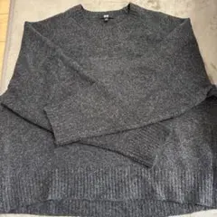 UNIQLO スフレヤーンクルーネックセーター ダークグレー L