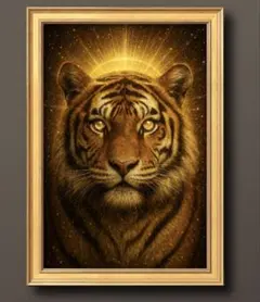 守護と吉祥の虎　開運•風水ヒーリング　開運絵画グラフィックアート　額縁付き