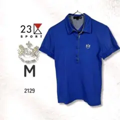 23区SPORT 23区スポーツ 綿混 ポロシャツ 刺繍 ゴルフ M 半袖 青のサムネイル