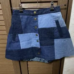 デニムパッチワークミニスカート サイズF