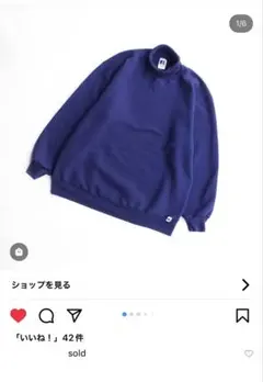 希少 90s USA製 RUSSELL スウェット タートルネック