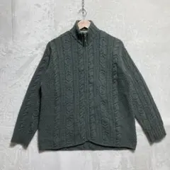 Aran Crafts アランクラフト フルジップセーター 英国製 XL 古着