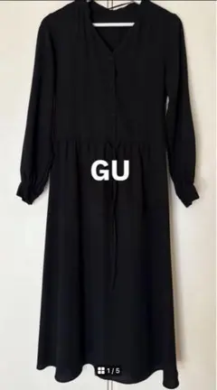 美品 GU ワンピース Sサイズ 黒 ジーユー ワンピ 長袖