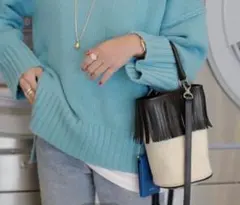 AYAKO BAG フリンジバッグ　黒のサムネイル