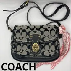 COACH コーチ ショルダーバッグ シグネチャー レザー ブラック