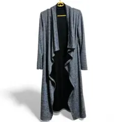 ロングコート ニット風 イタリア製 ドレープ ロングコーディガン 羽織りグレー