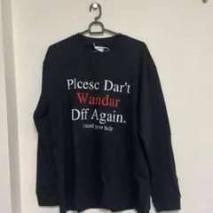 ユーモラスメッセージ長袖カットソー 黒