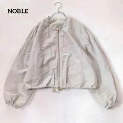 NOBLE ノーブル ダンガリーワッシャークルーネックブルゾン リネン混のサムネイル