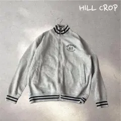 772＊ヒルクロップ【M】スウェット　グレー　黒　ロゴ　ジップアップ　ポケット付