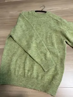 グリーン ニットセーター クルーネック 長袖