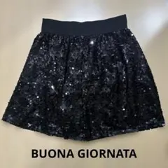 BUONA GIORNATA ブラック スパンコール 膝丈スカート