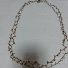 淡水パール　ネックレス　2連　100cm スワロフスキー