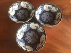 古伊万里　染付　なます皿　3枚セット　15cm