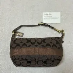 COACH ミニハンドバッグ ポーチ シグネチャー　キャンバス ブラウン系