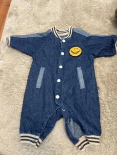 BREEZE デニム ロンパース 70 スマイルワッペン