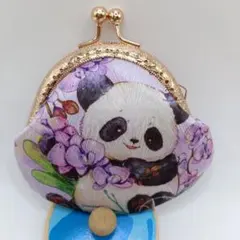 【8.5cm口金 がま口ポーチ】ハンドメイド パンダ×花柄・可愛いデザイン