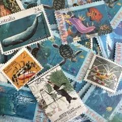 おしゃれな外国切手　オーストラリア　海の生き物　魚　等　13種　50枚　海外切手