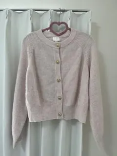 【H&M】リブ編みピンクカーディガン XL