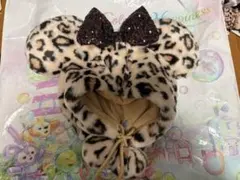 大人気　ヒョウ柄　ミニーマウス帽子 ファンキャップ　　ブラウン　レオパード