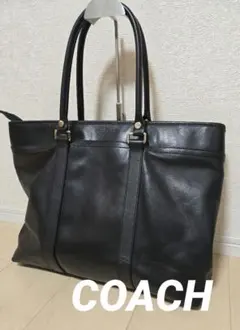 【大容量】コーチ ビジネスバッグ トートバッグ メンズ ブラック オールレザー