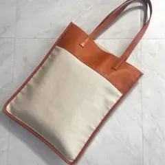 IL BISONTE フラットトート BTO144 キャンバス レザー 並行輸入