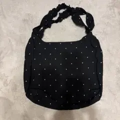 ドット柄 シャーリング ショルダーバッグ ブラックのサムネイル