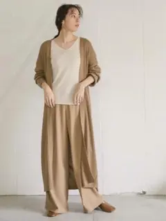 select MOCAリブロングカーディガン