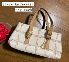 サマンサタバサ ハンドバッグ ファー白　スクエアsamantha thavasa