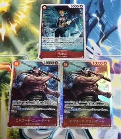 ワンピースカード エドワードニューゲート SR マルコ OP02 赤 セット