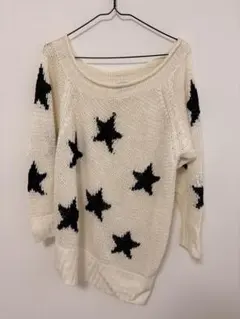 スナイデル SNIDEL リネン 星柄 ニット 長袖 ボートネック オフホワイト