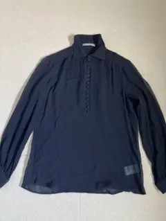 theory luxe ネイビー シャツシルク100%★オケージョンにも