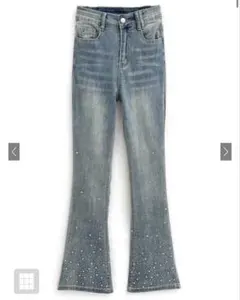 GRL グレイル ビジューデニムフレアパンツ at2310