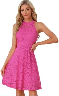 Allegra K レースドレス ホルターネック Aライン レディース XL