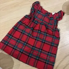 ※近日削除 H&M チェック柄 フリル付きワンピース 6M