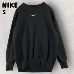 NIKE ナイキ スウェット センター刺繍ロゴ トレーナー S ブラック