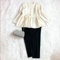 ママスーツ セオリーリュクス他 ペプラムツイードブラウス パンツ セットアップ